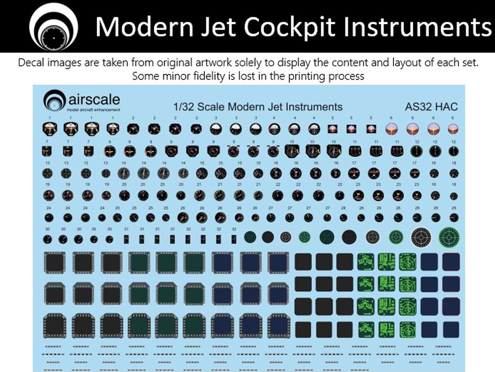 Airscale 1/32 Modern Jet Instruments Decals