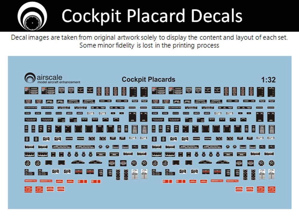 Airscale 1/32 WW2 Allied Cockpit Placards and Dataplates Decals