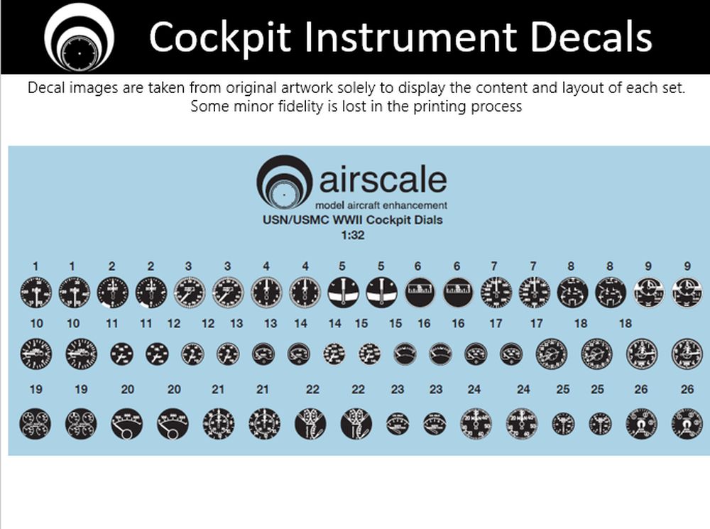 Airscale 1/32 WW2 US Navy Instruments Decals