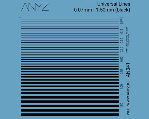 Anyz Universal Lines 0.07mm - 1.50mm (black) Decals