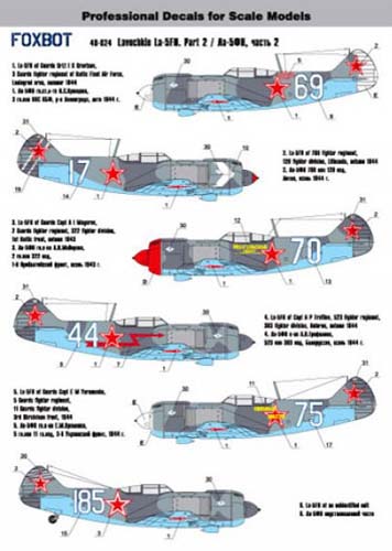 Foxbot Decals 1/48 La-5FN Part 2 Decal Set