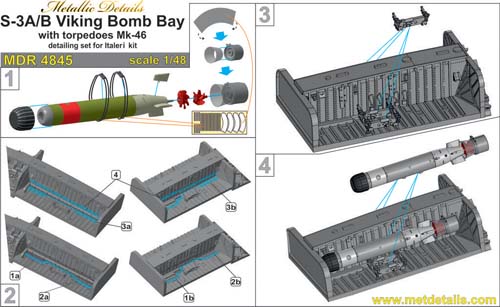 Metallic Details 1/48 S-3A/B Viking Weapons Bay Set