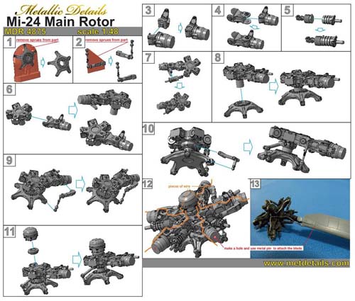 Metallic Details 1/48 Mi-24 Rotor Head Set (Zvezda)