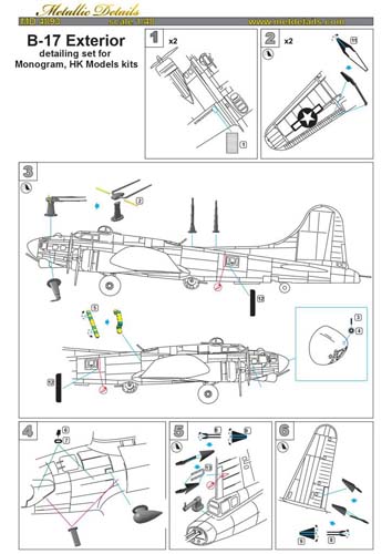 Metallic Details 1/48 B-17 Exterior Detail Set (REV/HKM)